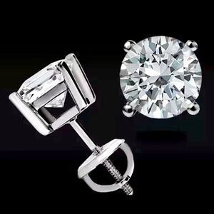 0.5ct Certified Moissanite 4 Prong Stud Earring Screw Back 925 Silver NEW …